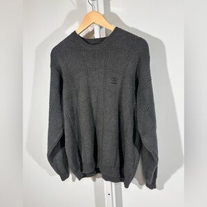 IZOD Heavyweight Cotton Grid Knit Sweater – Charcoal Prep/Academia (L)